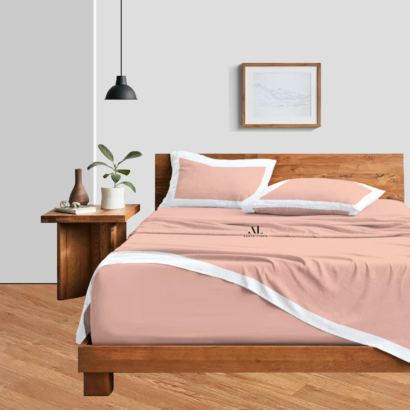 Peach and White Dual Tone Bed Sheet Sets