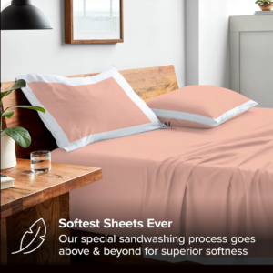 Peach and White Dual Tone Bed Sheet Sets