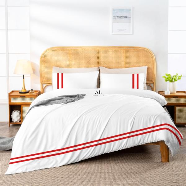 Red Two Line Duvet Cover