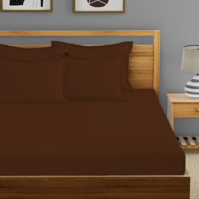Chocolate Fitted Bed Sheets with Four Pillow Covers