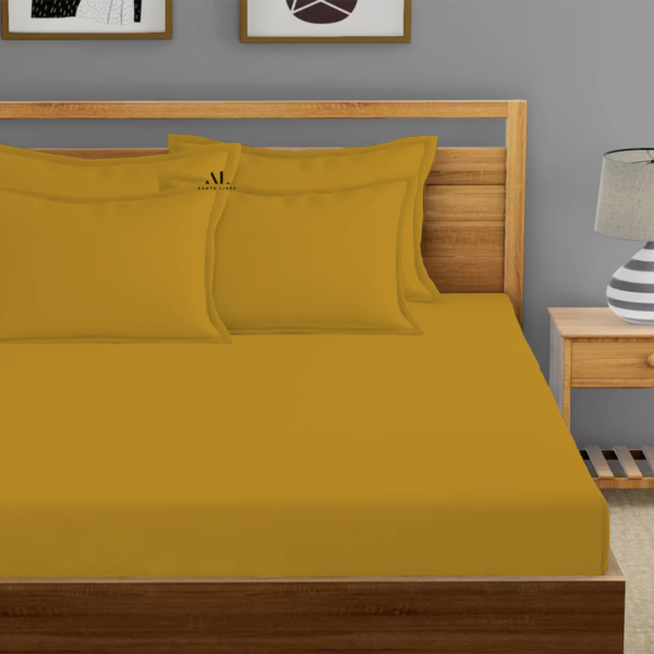 Gold Fitted Bed Sheets with Four Pillow Covers