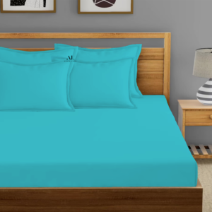 Turquoise Fitted Bed Sheets with Four Pillow Covers