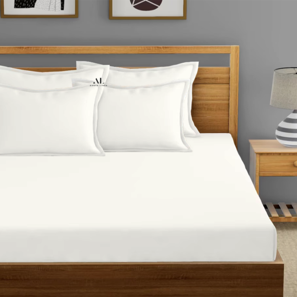 White Fitted Bed Sheets with Four Pillow Covers