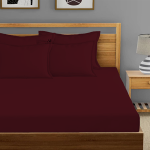 Wine Fitted Bed Sheets with Four Pillow Covers