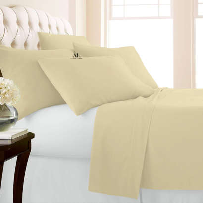 Ivory Bed Sheets with Four Pillow Covers