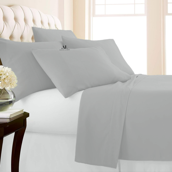 Light Grey Bed Sheets with Four Pillow Covers