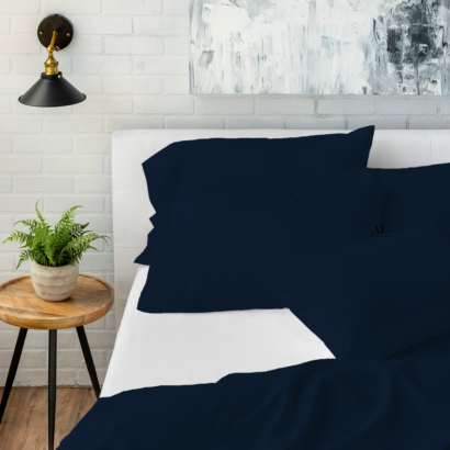 Navy Blue Bed Sheets with Four Pillow Covers