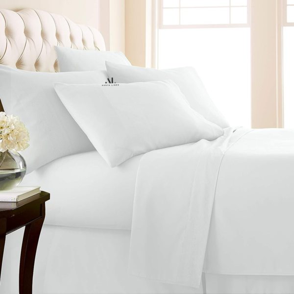 White Bed Sheets with Four Pillow Covers