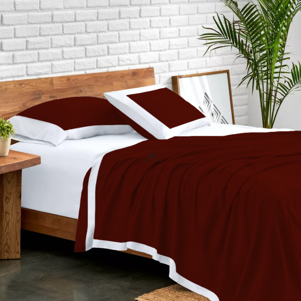 Burgundy and White Dual Tone Bed Sheets