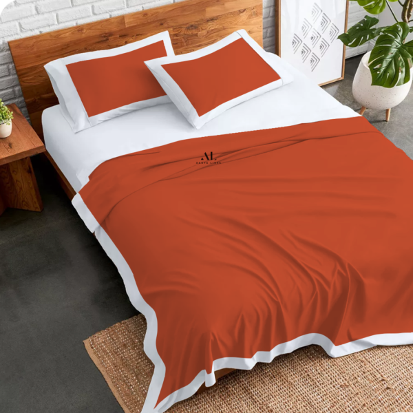 Orange and White Dual Tone Bed Sheets