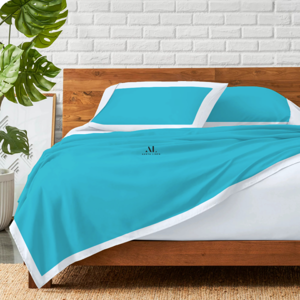 Turquoise and White Dual Tone Bed Sheets