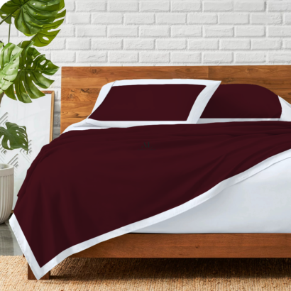 Wine and White Dual Tone Bed Sheets