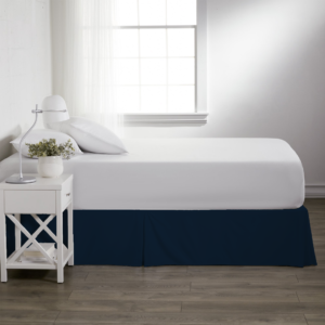 Navy Blue Pleated Bed Skirts