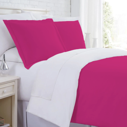 Hot Pink and White Reversible Duvet Covers
