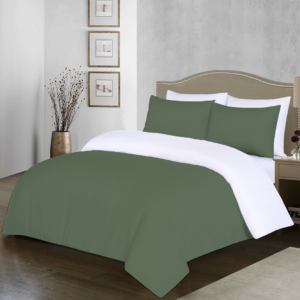 Moss Green and White Reversible Duvet Covers