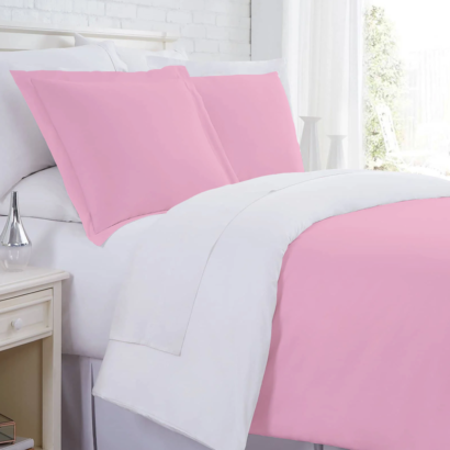 Pink and White Reversible Duvet Covers