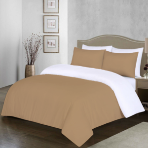 Taupe and White Reversible Duvet Covers