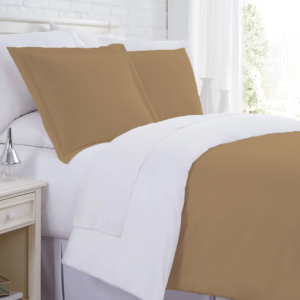 Taupe and White Reversible Duvet Covers