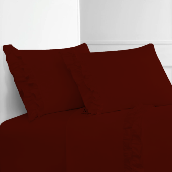 Burgundy Ruffle Bed Sheet Sets