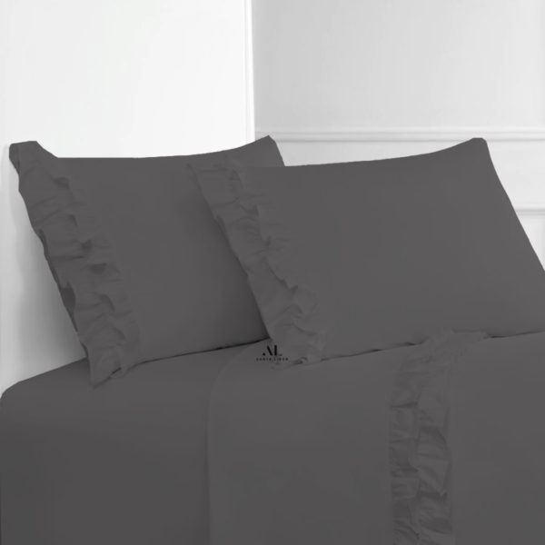 Dark Grey Ruffle Bed Sheet Sets