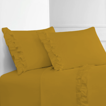 Gold Ruffle Bed Sheet Sets