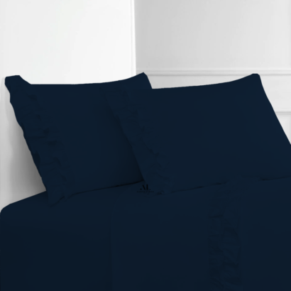 Navy Blue Ruffle Bed Sheet Sets