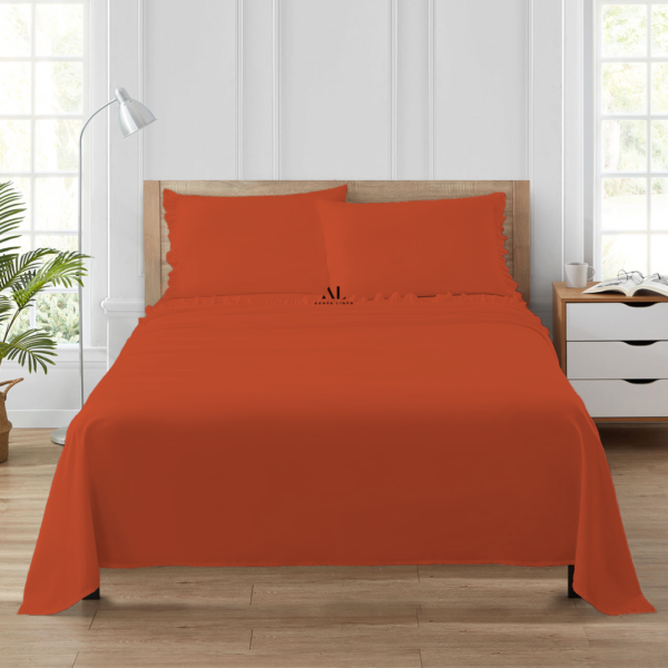 Orange Ruffle Bed Sheet Sets