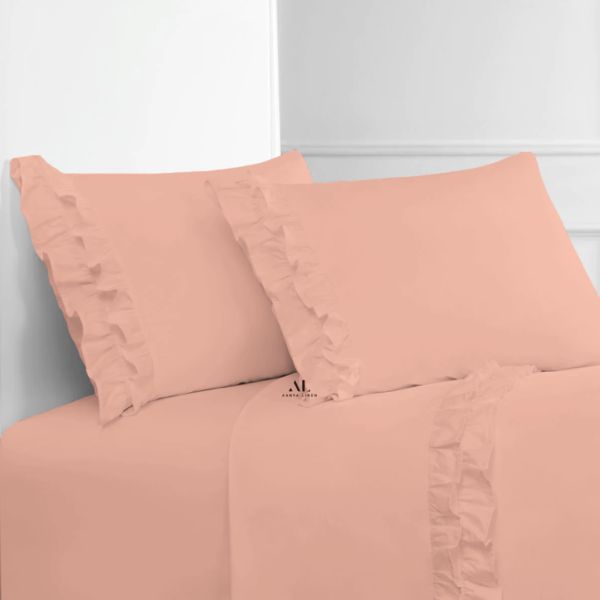 Peach Ruffle Bed Sheet Sets
