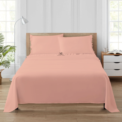 Peach Ruffle Bed Sheet Sets