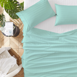 Aqua Blue Stripe Bed Sheets