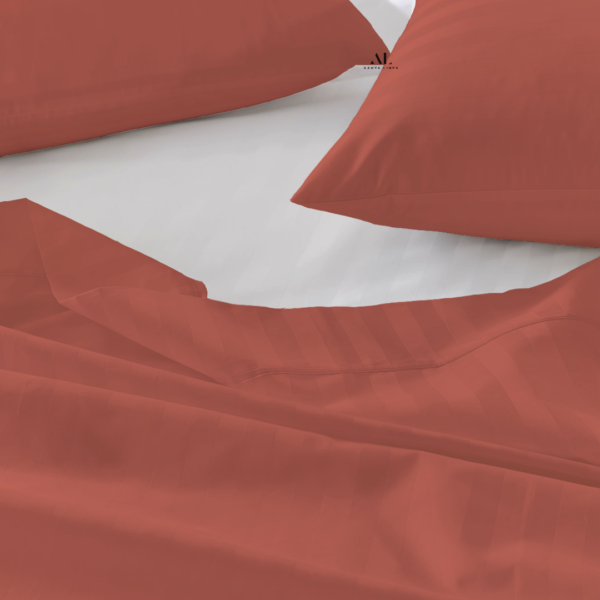 Brick Red Stripe Bed Sheets