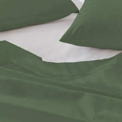 Moss Green Stripe Bed Sheets