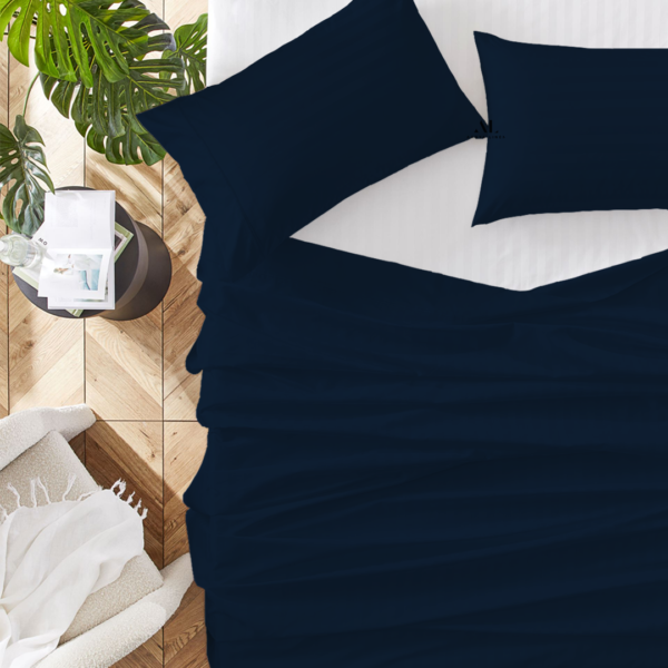 Navy Blue Stripe Bed Sheets
