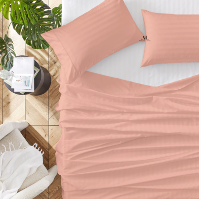 Peach Stripe Bed Sheets