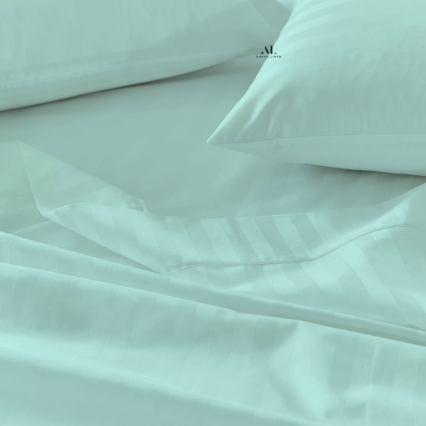 Aqua Blue Striped Bed Sheets Sets