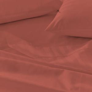 Brick Red Striped Bed Sheet Sets