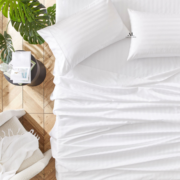 White Striped Bed Sheet Sets
