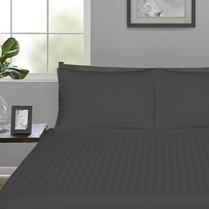 Dark Grey Stripe Fitted Bed Sheets