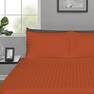Orange Stripe Fitted Bed Sheets