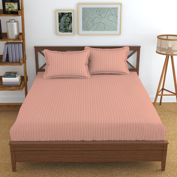 Peach Stripe Fitted Bed Sheets