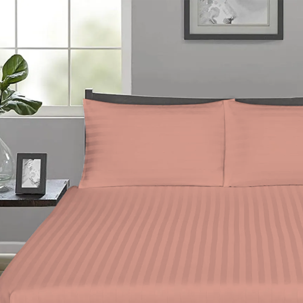 Peach Stripe Fitted Bed Sheets