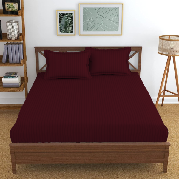 Wine Stripe Fitted Bed Sheets