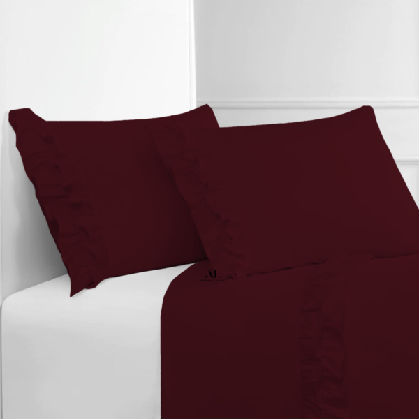 Wine Ruffle Bed Sheets