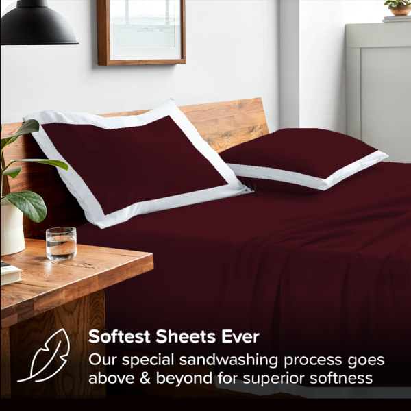 Wine and White Dual Tone Bed Sheet Sets