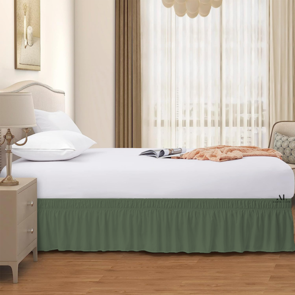 Moss Green Wrap Around Bed Skirts