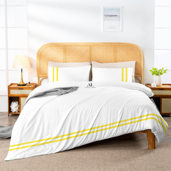 Yellow Two Line Duvet Cover