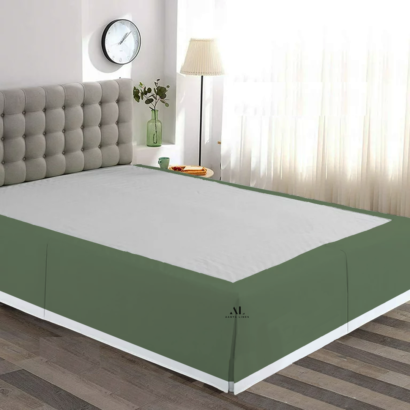 Moss Green and White Dual Tone Bed Skirts