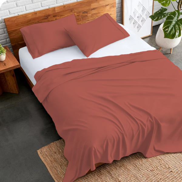 Brick Red Flat Bed Sheets