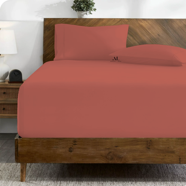 Brick Red Fitted Bed Sheets