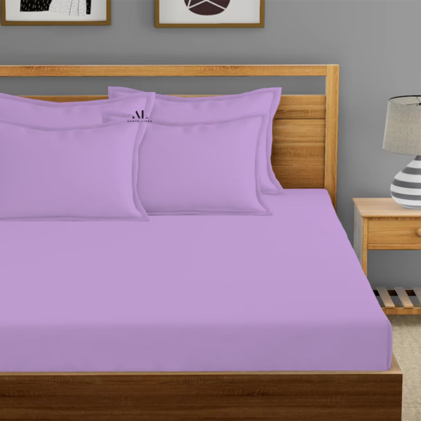 Lilac Fitted Bed Sheets with Four Pillow Covers